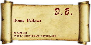 Doma Baksa névjegykártya